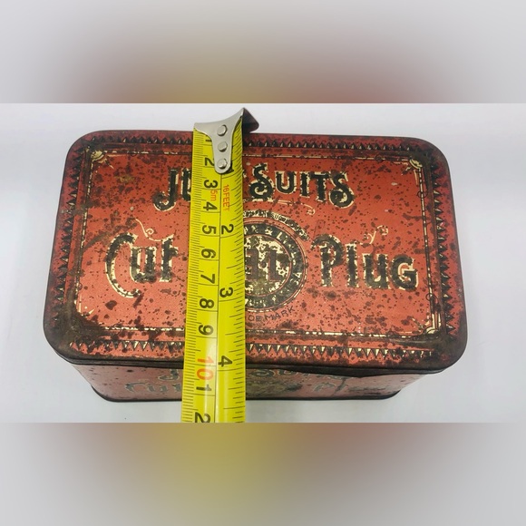 just suits tobacco tin Vintage Advertising Cut Plug Lunch Box with Latch Just Suits Cut Plug Tobacco